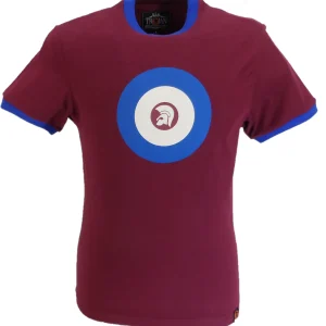 Trojan Mens Port Red Target Ringer logo T-Shirt