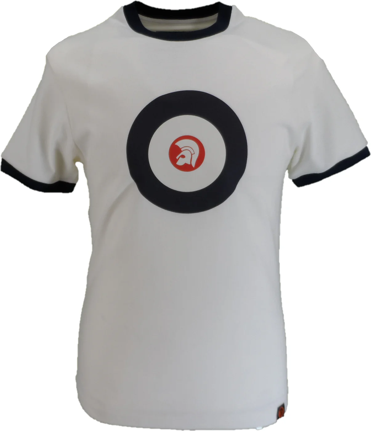 Trojan Mens Ecru Target Ringer logo T-Shirt - immagine 2