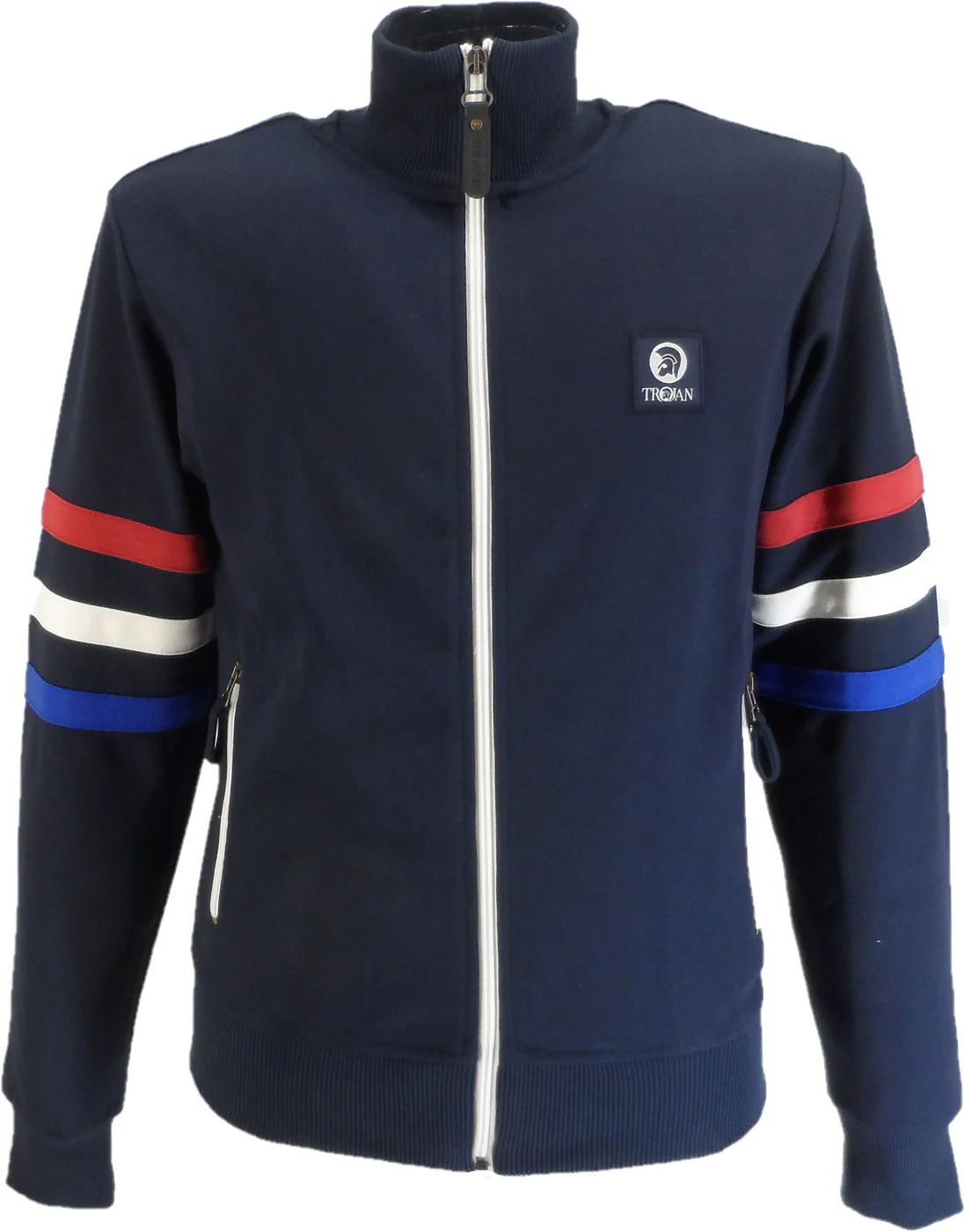 Trojan Mens Navy Blue Sleeve Stripe Zip Track Tops - immagine 2