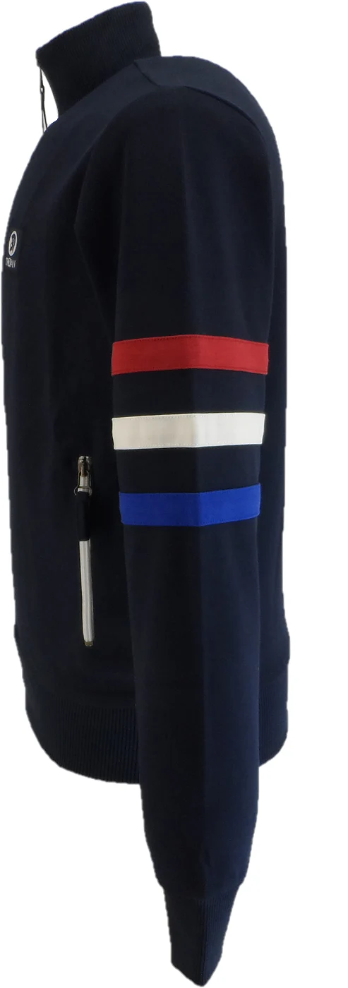 Trojan Mens Navy Blue Sleeve Stripe Zip Track Tops - immagine 4