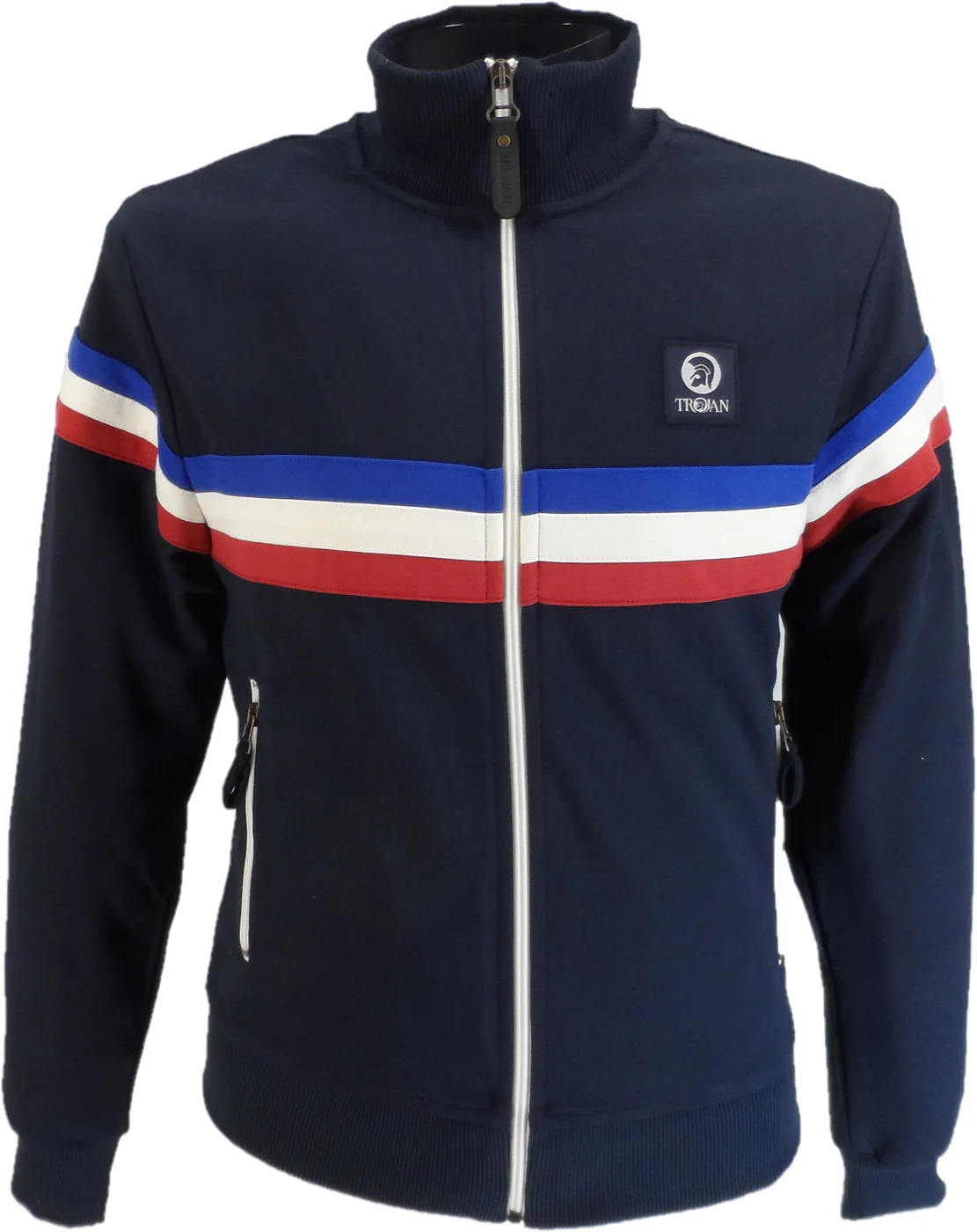 Trojan Mens Navy Blue 3 Stripe Track Tops - immagine 2