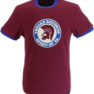Trojan Records Mens Port Red Spirit of 69 100% Cotton Peach T-Shirt