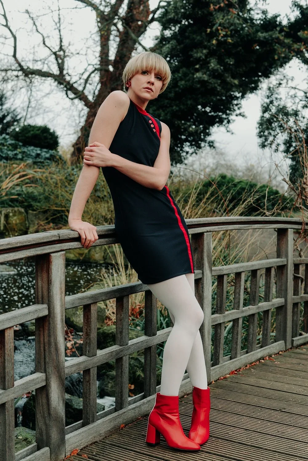 Ladies Retro Navy Blue Anna Mod Dress - immagine 4