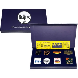 Official licensed The Beatles Metal Pin 8 Badge Set