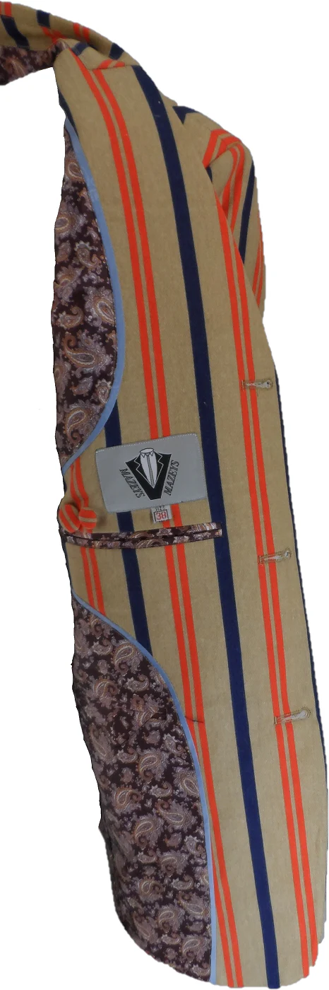 Mens Classic Retro Beige/Red/Navy Boating Blazer Jacket - immagine 5