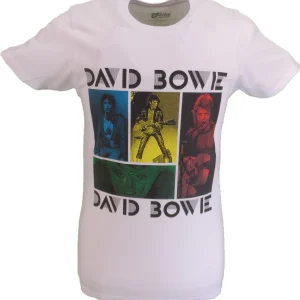 Mens Official Licensed White David Bowie Mick Rock Photos T Shirt
