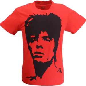 Mens Official Licensed Red David Bowie 1973 Monochrome T Shirt