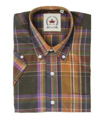 Relco Mens Rustic Multi Check Short Sleeved Button Down Shirts - immagine 4
