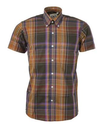 Relco Mens Rustic Multi Check Short Sleeved Button Down Shirts - immagine 2