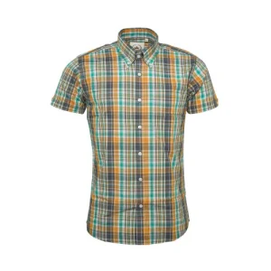 Relco Mens Green Check Short Sleeved Vintage/Retro Button Down Shirts