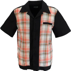 Mens Retro Red Plaid Rockabilly Bowling Shirts