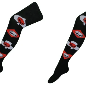 Ladies 2 Pair Pack of Skull Over the Knee Socks