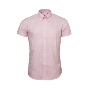 Relco Mens Pink Oxford Cotton Short Sleeved Retro Mod Button Down Shirt