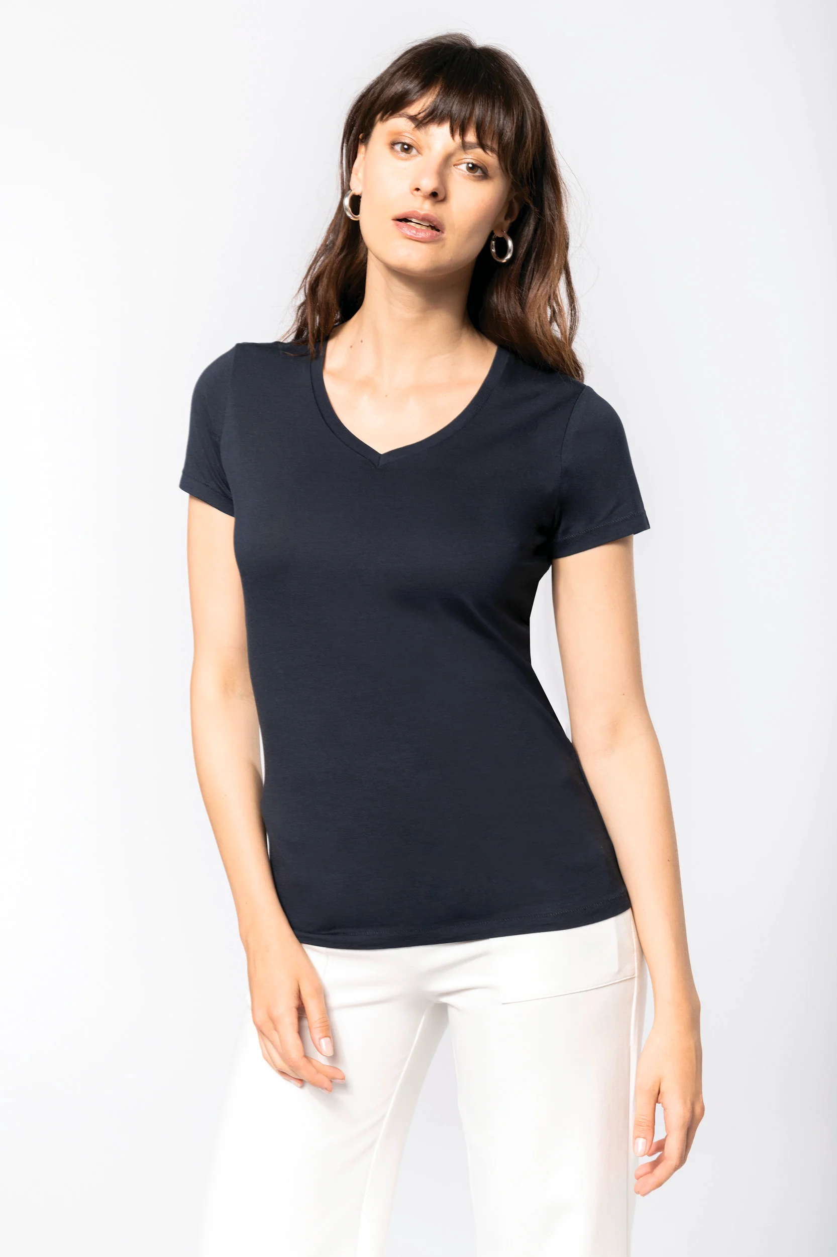 K3003 - T-shirt donna Supima® scollo a V manica corta - immagine 2