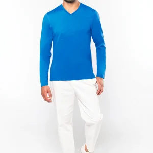 K358 - T-shirt uomo manica lunga scollo a V