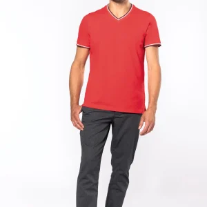 K374 - T-shirt piqué uomo scollo a V
