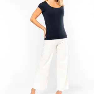 K384 - T-shirt donna manica corta collo a barca