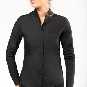 K514 - Camicia donna collo alla coreana manica lunga
