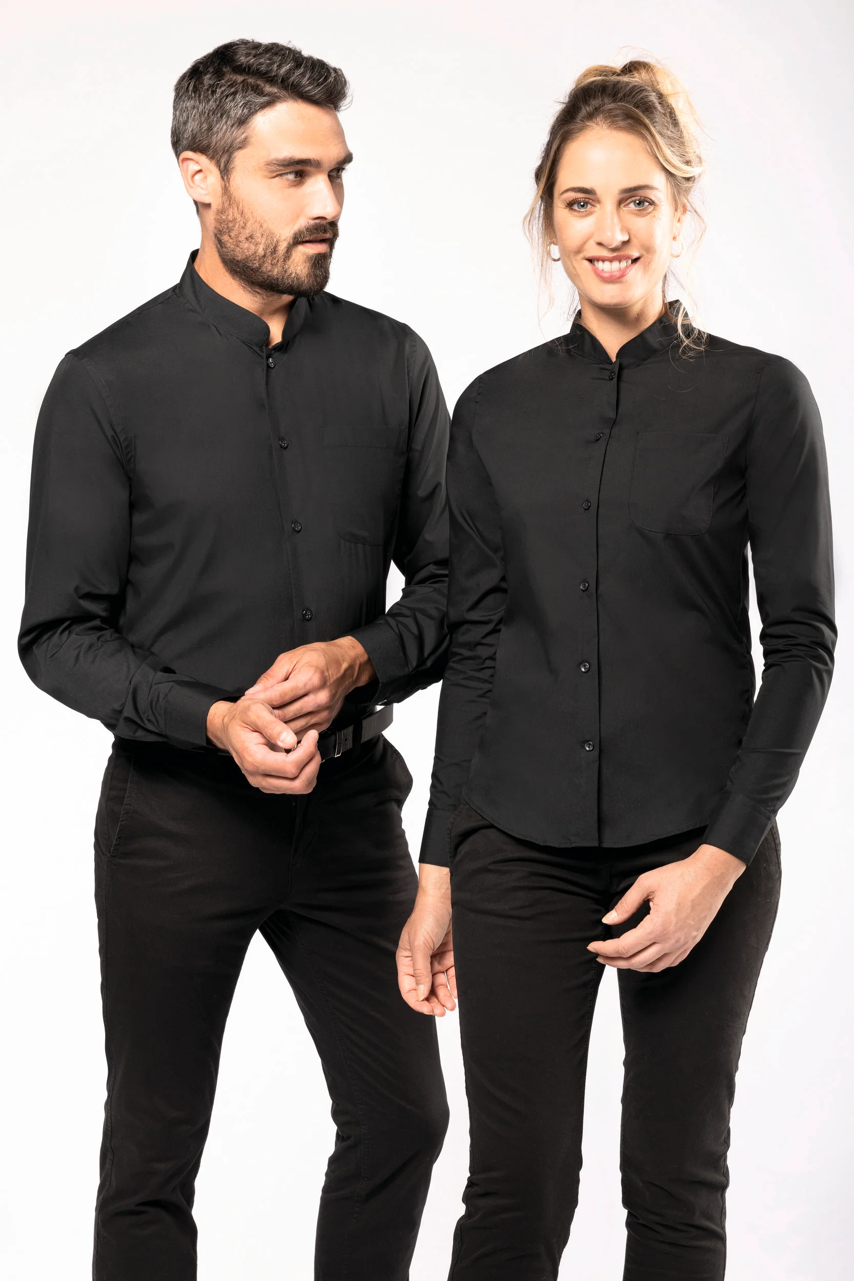 K514 - Camicia donna collo alla coreana manica lunga - immagine 3