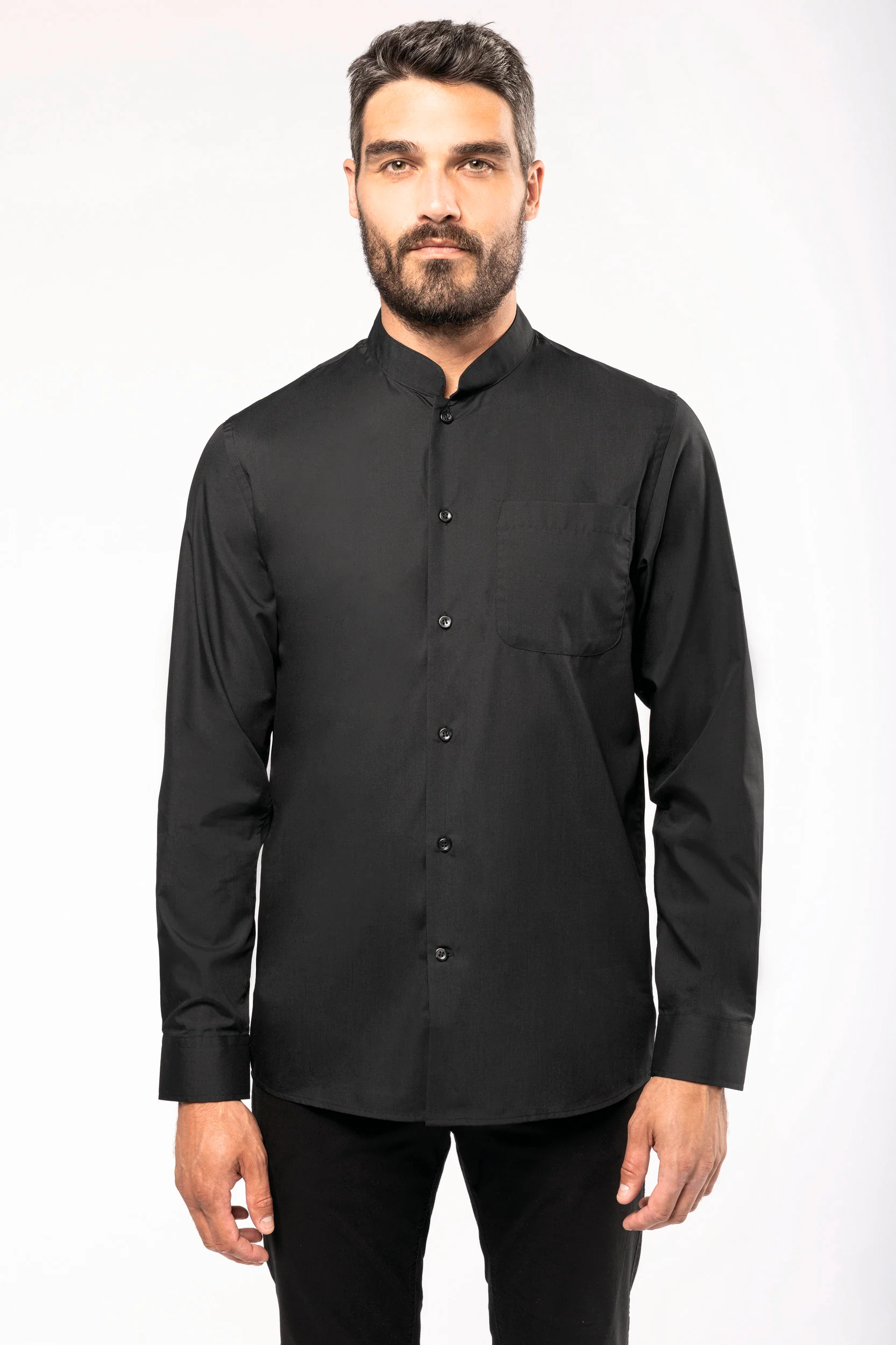 K515 - Camicia uomo collo alla coreana manica lunga - immagine 4