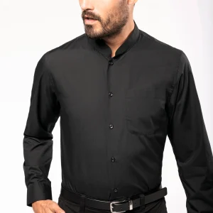 K515 - Camicia uomo collo alla coreana manica lunga