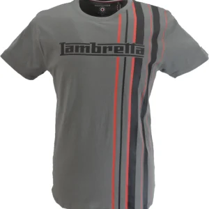 Lambretta Mens Iron Grey Striped Retro T Shirt