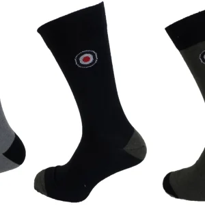 Lambretta Mens 3 Pair Pack of Grey/Navy/Khaki Retro Socks