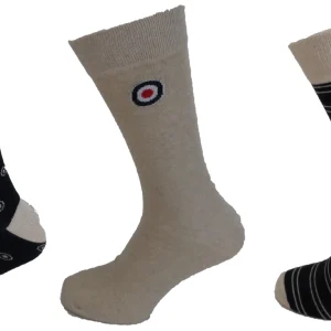 Lambretta Mens 3 Pair Pack of Navy/Stone Retro Socks