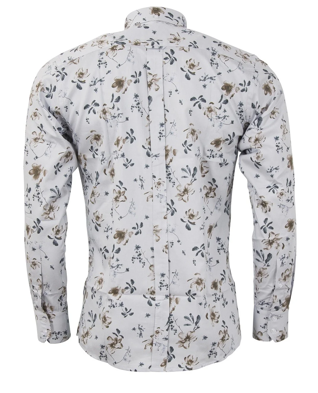 Relco Mens Limited Edition Light Grey Floral Print Button Down Shirt - immagine 3