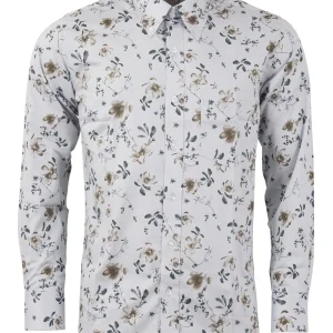 Relco Mens Limited Edition Light Grey Floral Print Button Down Shirt
