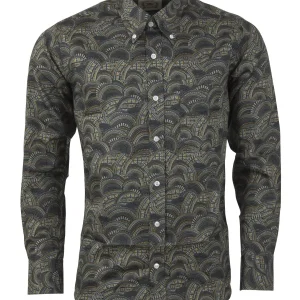 Relco Mens Limited Edition Dark Grey Patterned Button Down Shirt