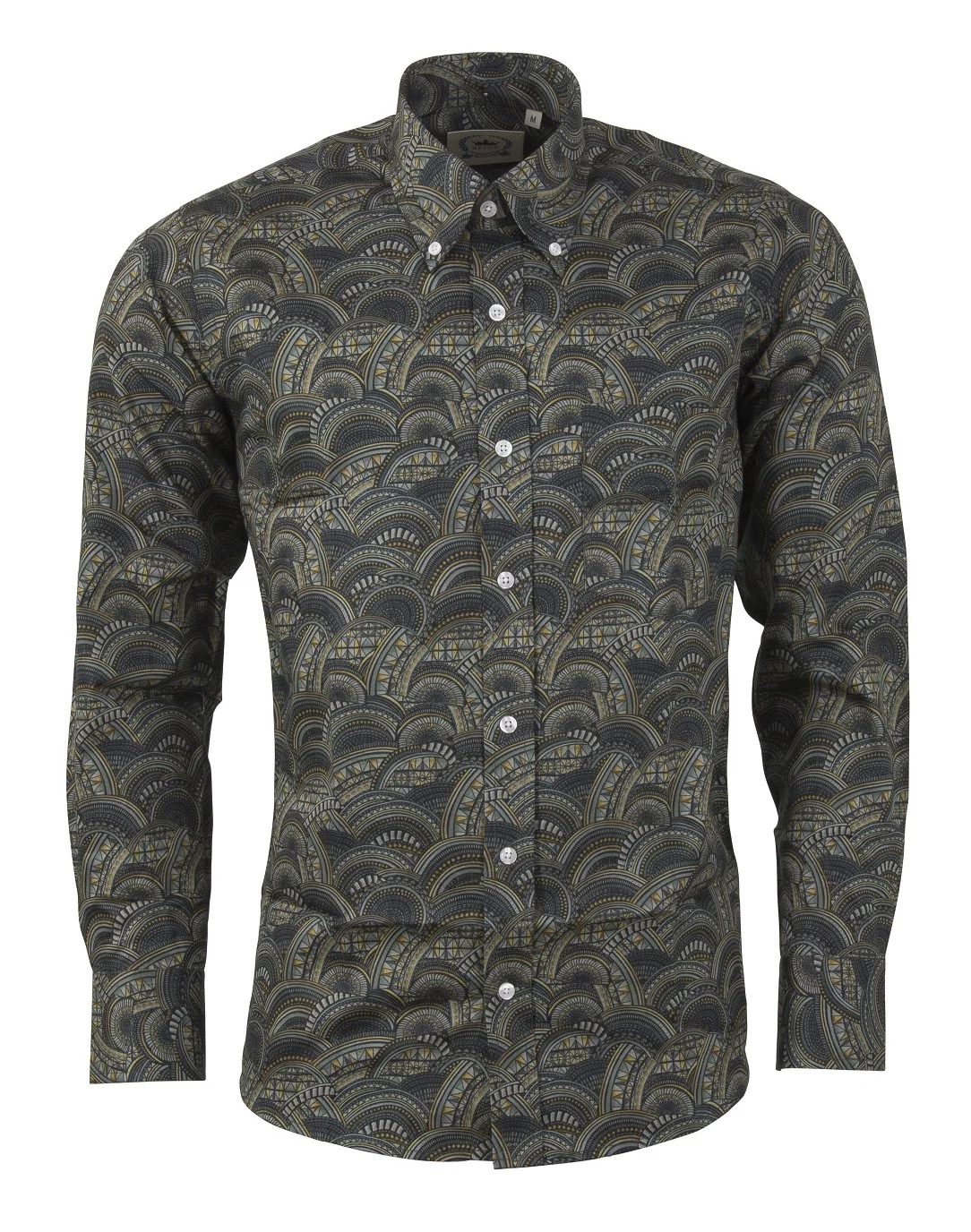 Relco Mens Limited Edition Dark Grey Patterned Button Down Shirt - immagine 2
