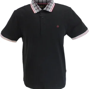 Merc Mens Black Tartan Trim Balam Polo Shirt
