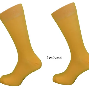 Mens 2 Pair Pack Mustard Yellow Retro Socks