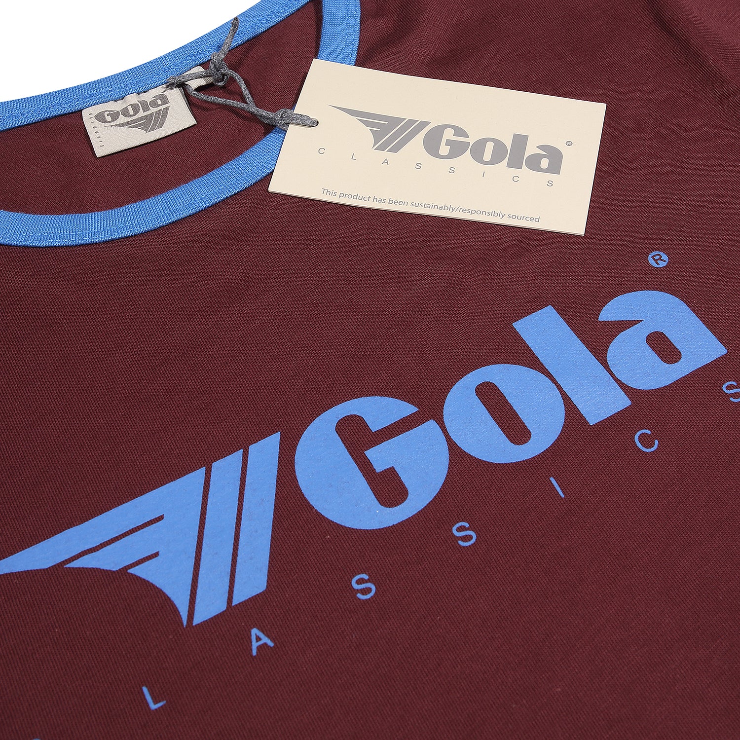 Gola Mens Maroon/Sky Retro Ringer T Shirt - immagine 6
