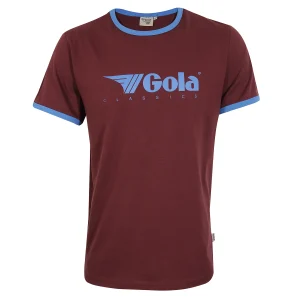 Gola Mens Maroon/Sky Retro Ringer T Shirt