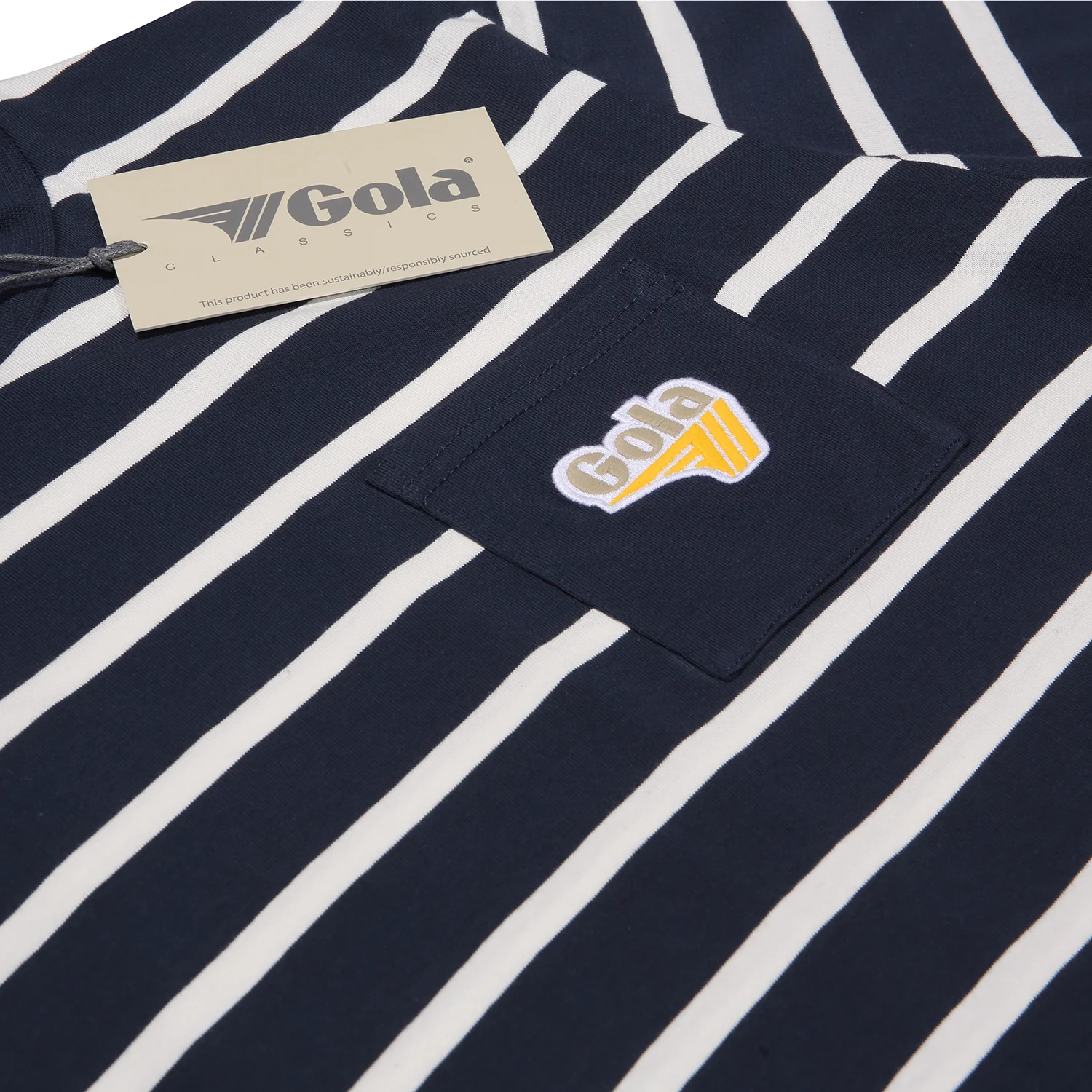 Gola Mens Navy Striped Retro T Shirt - immagine 5