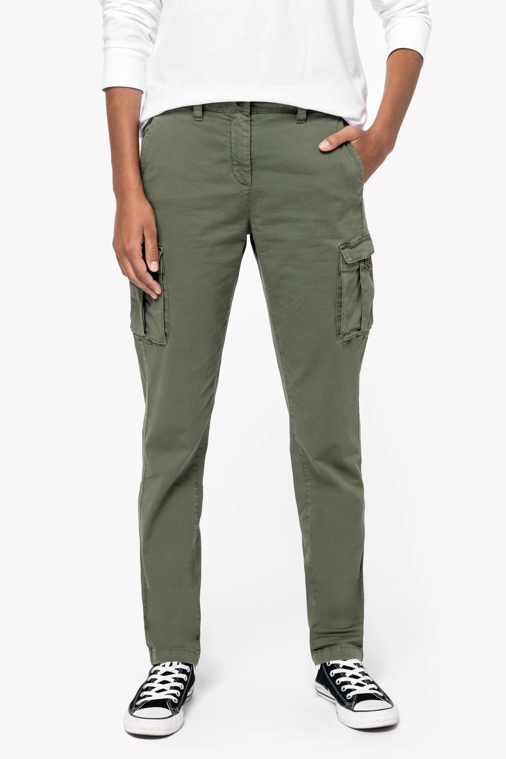 NS741 - Pantaloni cargo donna ecosostenibili slavati - immagine 5