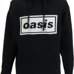 Mens Black Oasis Decca Logo Black Hooded Hoodie Top