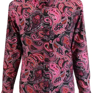 Mazeys Mens Retro Black Multi Paisley Shirt