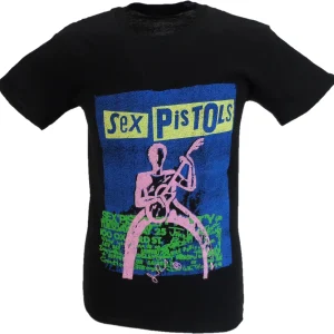 Mens Black Official Sex Pistols Guitar Cartoon T Shirt