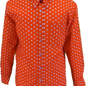 Mazeys Mens Red and White Retro Mod Polka Dot 100% Cotton Shirts…
