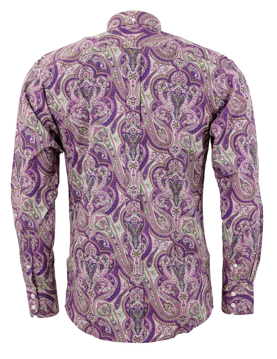 Relco Purple Paisley 100% Cotton Long Sleeved Button Down Shirts - immagine 3