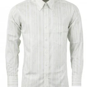 Relco White Paisley Stripe Long Sleeved Retro Mod Button Down Shirt