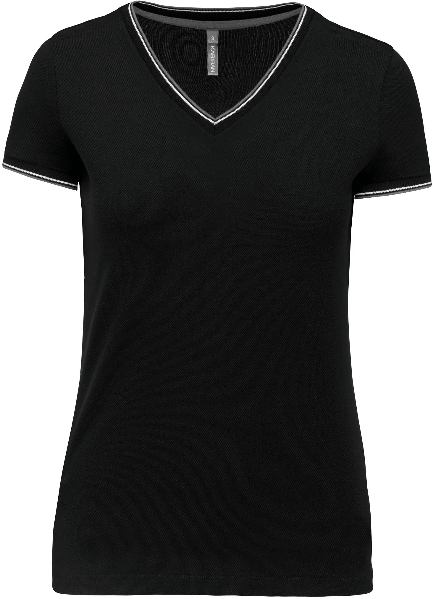 K394 - T-shirt piqué donna scollo a V - immagine 5