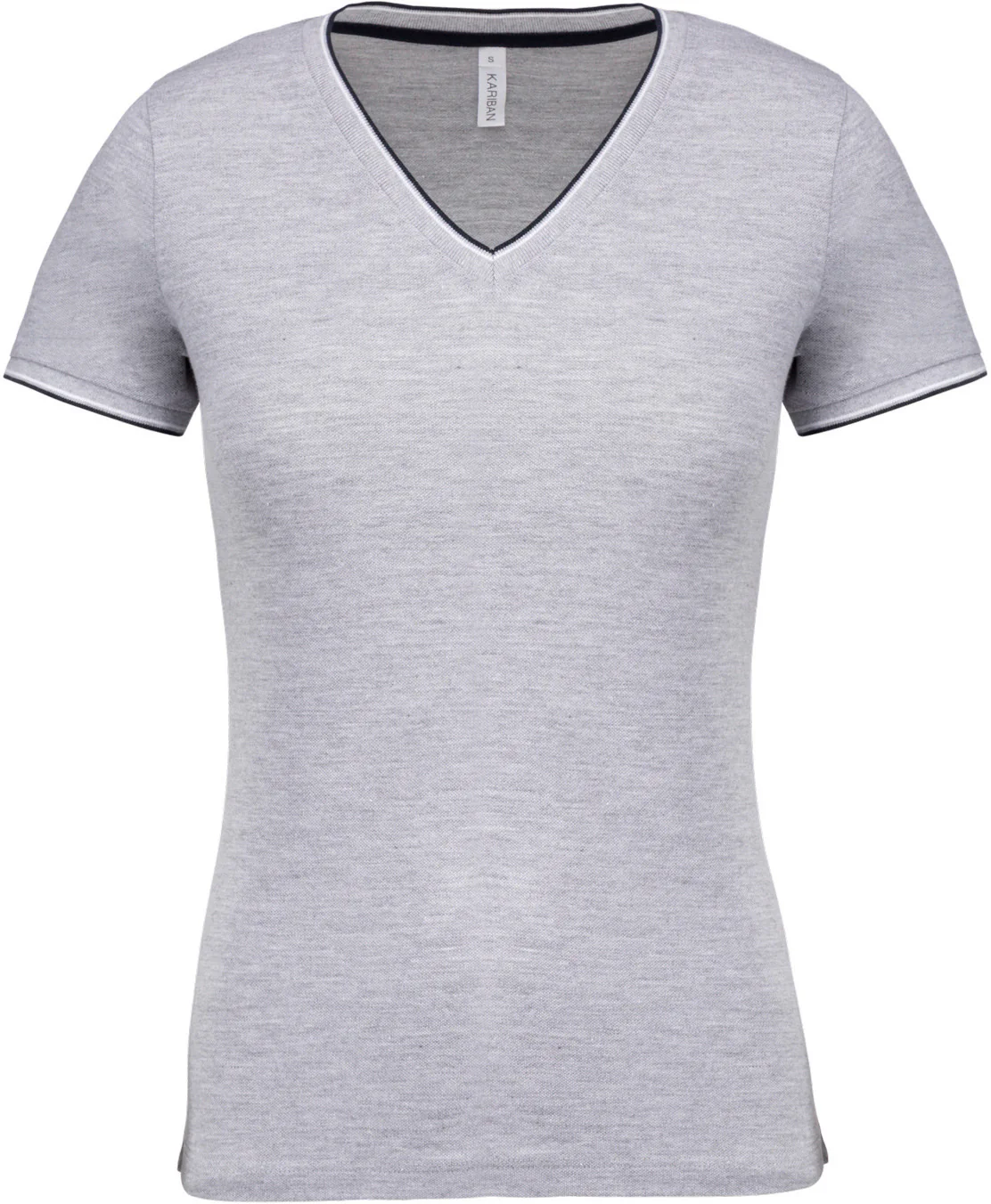 K394 - T-shirt piqué donna scollo a V - immagine 8