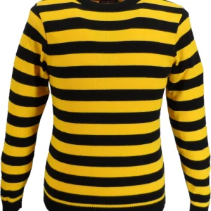 Men's Black and Gold Retro Striped Jumper