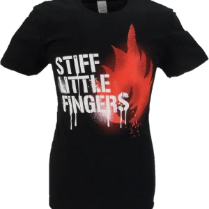 Mens Black Official Stiff Little Fingers T Shirts Graffiti T Shirt