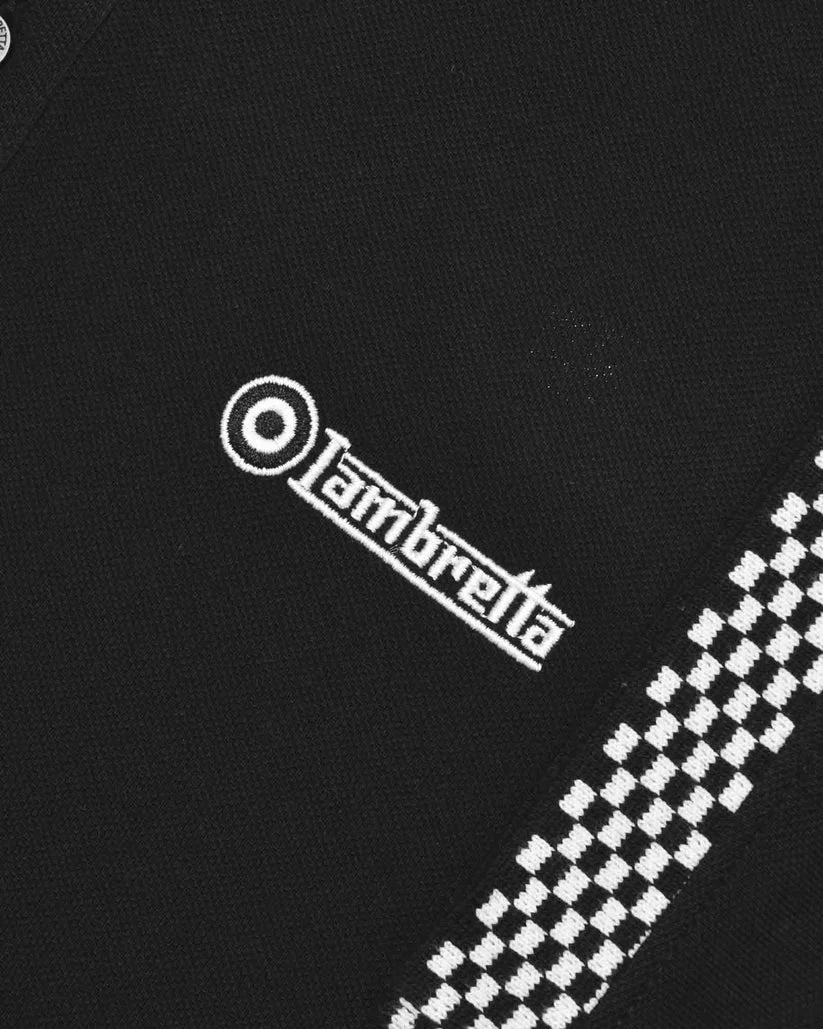 Lambretta Mens Black Checkerboard Collar Polo Shirts - immagine 4