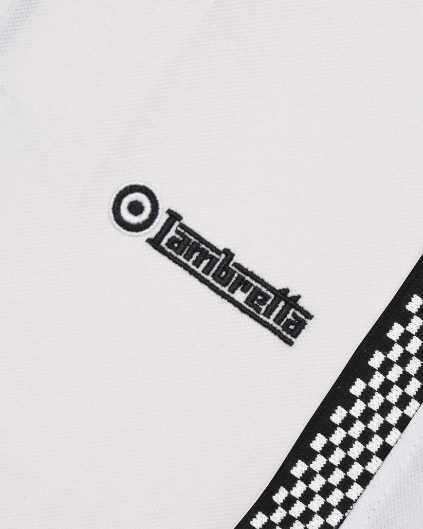Lambretta Mens White Checkerboard Collar Polo Shirts - immagine 3